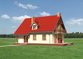 Передний фасад дома, Двухэтажный дом 12х8 - 137.9 м2