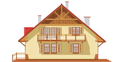 Правый фасад дома, Двухэтажный дом 11х11 - 194.91 м2