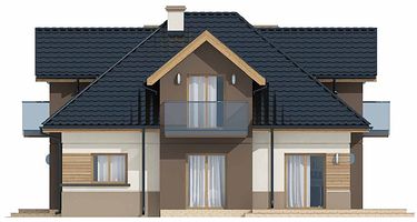 Правый фасад дома, Двухэтажный дом 15х12 - 211.6 м2