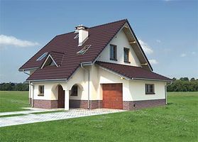 Передний фасад дома, Двухэтажный дом 14х11 - 144.9 м2
