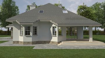 Правый фасад дома, Двухэтажный дом 15х16 - 206.39 м2