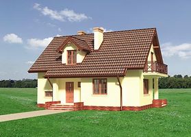 Передний фасад дома, Двухэтажный дом 11х9 - 121.5 м2