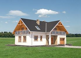 Передний фасад дома, Двухэтажный дом 13х12 - 146.1 м2