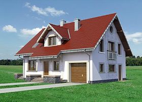 Передний фасад дома, Двухэтажный дом 13х11 - 159.1 м2