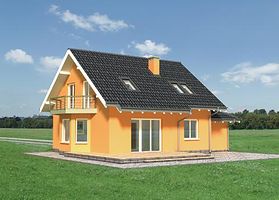 Правый фасад дома, Двухэтажный дом 14х9 - 137 м2