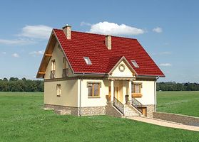 Передний фасад дома, Двухэтажный дом 12х11 - 134.3 м2