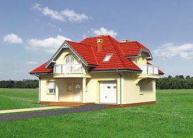 Передний фасад дома, Двухэтажный дом 12х10 - 160.1 м2