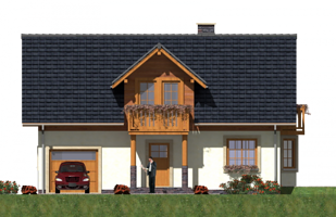 Передний фасад дома, Двухэтажный дом 13х13 - 150.1 м2