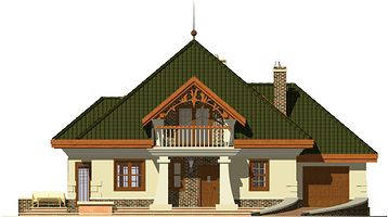 Передний фасад дома, Двухэтажный дом 14х12 - 176.9 м2