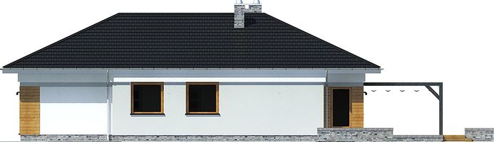 Правый фасад дома, Одноэтажный дом 19х17 - 189.1 м2