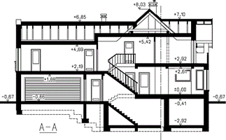Вертикальный разрез дома, Двухэтажный дом 18х11 - 250.7 м2