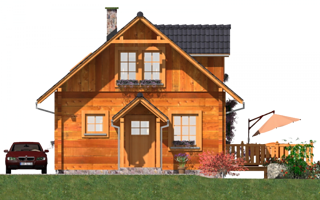 Передний фасад дома, Двухэтажный дом 12х11 - 91.4 м2