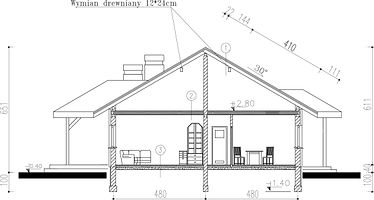 Вертикальный разрез дома, Одноэтажный дом 15х10 - 119.6 м2