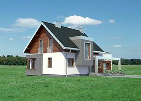 Левый фасад дома, Двухэтажный дом 14х12 - 131.6 м2