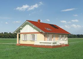 Правый фасад дома, Одноэтажный дом 12х11 - 80.1 м2