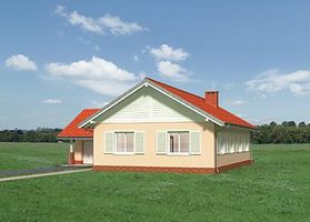 Правый фасад дома, Одноэтажный дом 15х15 - 136 м2