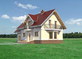 Правый фасад дома, Двухэтажный дом 13х8 - 137.2 м2