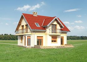 Правый фасад дома, Двухэтажный дом 12х11 - 154.6 м2