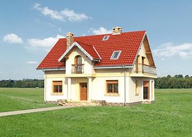 Передний фасад дома, Двухэтажный дом 12х11 - 154.6 м2
