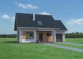 Передний фасад дома, Двухэтажный дом 12х11 - 134.4 м2