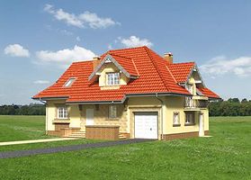 Передний фасад дома, Двухэтажный дом 13х11 - 181.1 м2