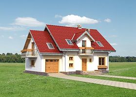 Левый фасад дома, Двухэтажный дом 14х9 - 165.5 м2