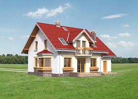 Правый фасад дома, Двухэтажный дом 14х9 - 165.5 м2