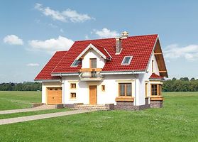 Передний фасад дома, Двухэтажный дом 14х9 - 165.5 м2