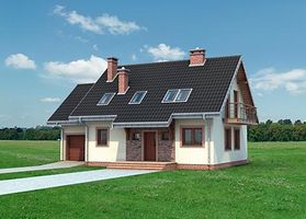 Передний фасад дома, Двухэтажный дом 14х10 - 163.1 м2