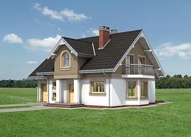 Правый фасад дома, Двухэтажный дом 14х10 - 201.5 м2