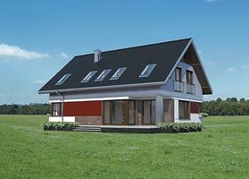 Левый фасад дома, Двухэтажный дом 18х14 - 214.6 м2