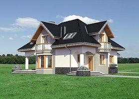 Передний фасад дома, Двухэтажный дом 15х13 - 210.2 м2