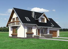 Левый фасад дома, Двухэтажный дом 16х9 - 191.1 м2