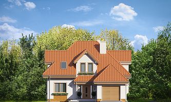 Передний фасад дома, Двухэтажный дом 12х15 - 155.95 м2