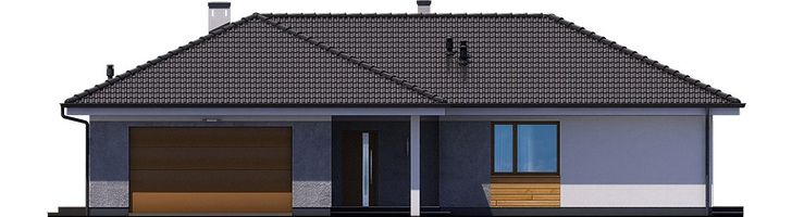 Передний фасад дома, Одноэтажный дом 19х17 - 175.48 м2