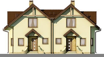 Передний фасад дома, Двухэтажный дом 12х11 - 118.69 м2