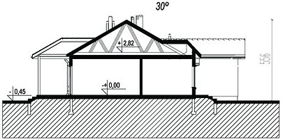 Вертикальный разрез дома, Одноэтажный дом 13х13 - 116.99 м2