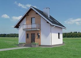 Передний фасад дома, Двухэтажный дом 8х7 - 68.5 м2
