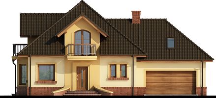 Передний фасад дома, Двухэтажный дом 17х12 - 209.58 м2