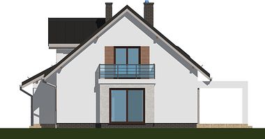 Правый фасад дома, Двухэтажный дом 11х11 - 145.9 м2