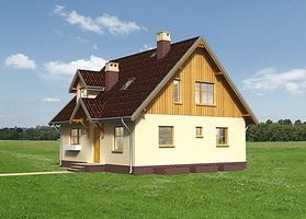 Правый фасад дома, Двухэтажный дом 10х10 - 164.4 м2