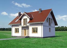 Передний фасад дома, Двухэтажный дом 12х9 - 161.4 м2