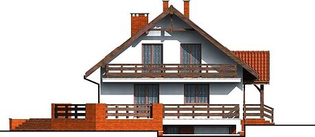 Левый фасад дома, Двухэтажный дом 12х11 - 256.8 м2