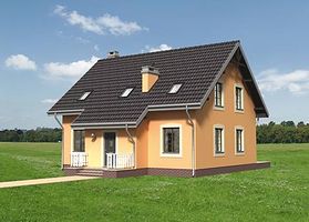 Правый фасад дома, Двухэтажный дом 11х11 - 169.8 м2
