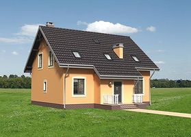 Передний фасад дома, Двухэтажный дом 11х11 - 169.8 м2