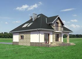 Левый фасад дома, Двухэтажный дом 11х14 - 162.6 м2