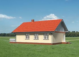 Левый фасад дома, Одноэтажный дом 12х11 - 80.9 м2