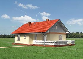 Правый фасад дома, Одноэтажный дом 12х11 - 80.9 м2