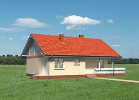 Передний фасад дома, Одноэтажный дом 12х11 - 80.9 м2