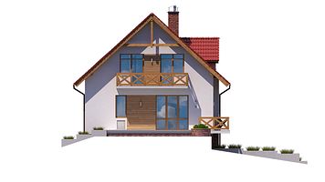 Левый фасад дома, Двухэтажный дом 11х11 - 201.4 м2